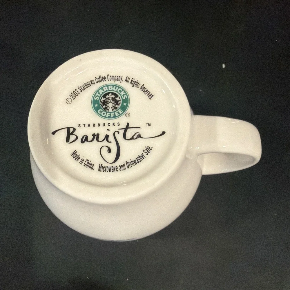 Starbucks Barista 2003 Green‎ White Espresso  Coffee Cup Mug 8oz limited edition